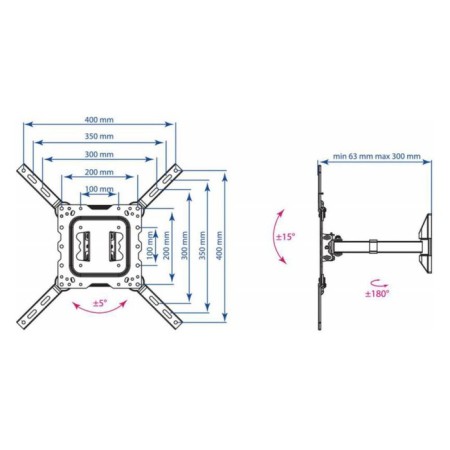Kromax DIX-17 Black 22 22 "-55" Max.30kg Black Black Turn and Tilt 1070473-2