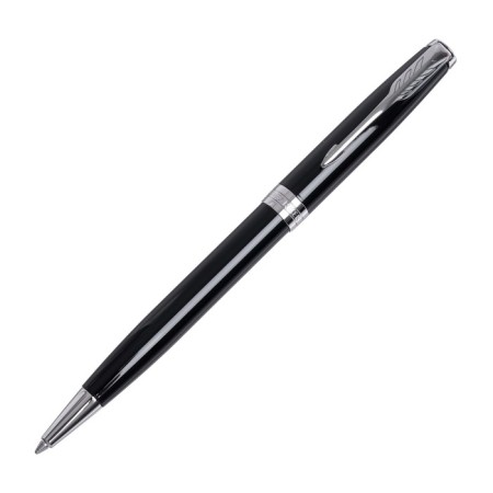 Ballpoint pen Parker Sonnet Core K530 Lacquer Deep Black CT M 1.0 mm, brass body, black ink (1931502)-1