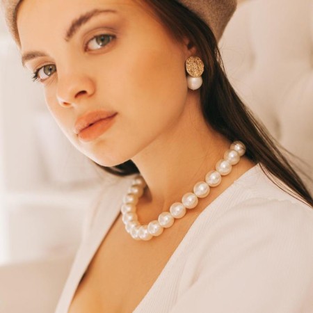Pearl beads "Bride" beads d = 1.5, milk color, 40 cm-4