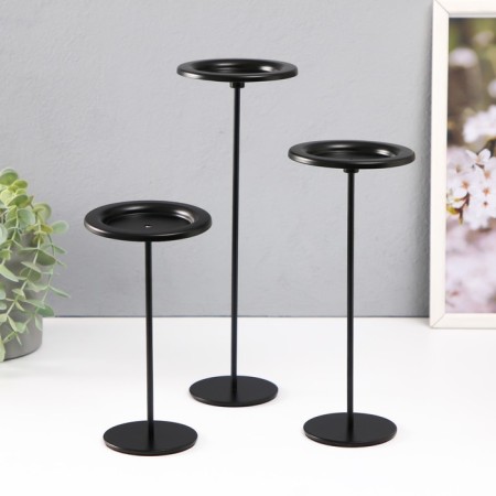 Summary metal per 1 candle d = up to 8 cm "Astr" set 3 pcs 10.5x10.5x22.5 17.5 12.5 cm-1