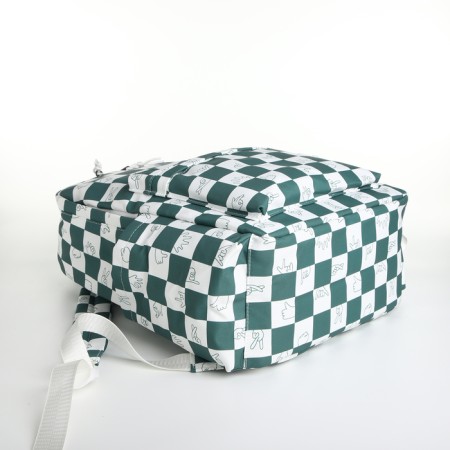 Youth backpack from textiles, 4 pockets, white/green color-4
