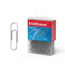 Office paper clips 28 mm, nickel, 200 pcs., Erich Krause, plastic boxing