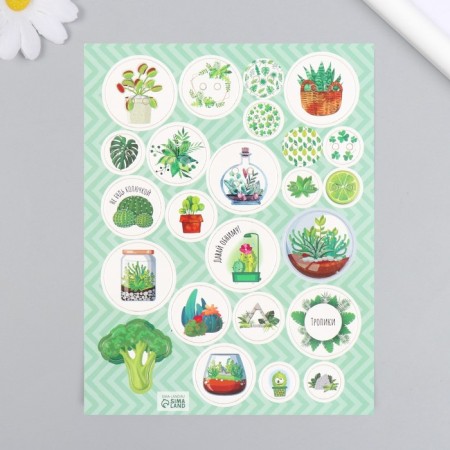Decor for creativity cardboard "Chips and buttons. Green" 24 pcs 13x16.5 cm-2