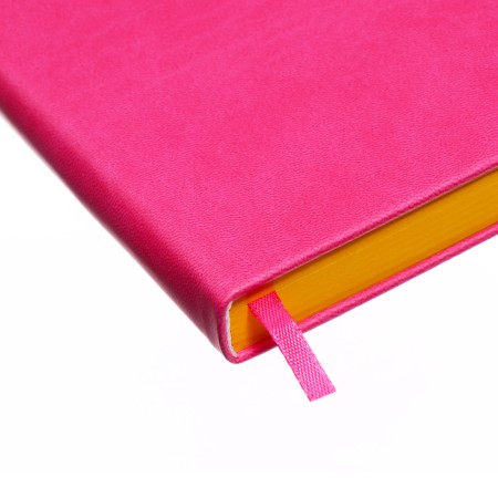 Leduced Diary A5, 140l, cell, leatherette, elastic band, yellow cut, fuchsia-4