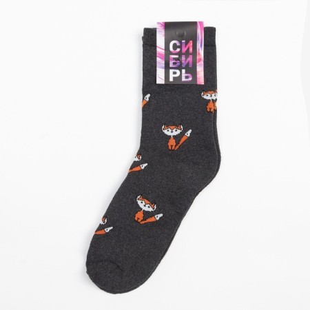 Women's terry socks "chanterelles", gray color, size 23-25-4
