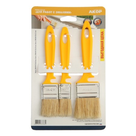 Set of brushes "Akor", natural bristles, plastic handle, 25, 35, 50 mm, 3 pcs.-2