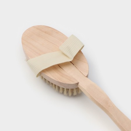 Massage brush for the body of the share, with a pen, natural bristles-5