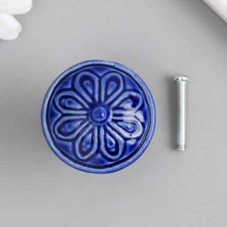 Pen for the casket ceramics, metal "Flower" dark blue 3.9x3.9x3.1 cm-2