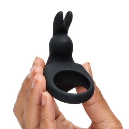 Erective ring with vibration Happy Rabbit, Black-5