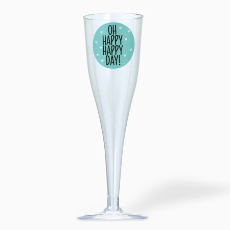 A set of plastic glasses for champagne "OH Happy" 150 ml