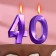 Candle in the cake jubilee "line" (set 2 in 1), number 40, purple metallic, 6.5 cm
