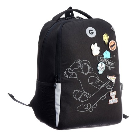 School backpack, 38 x 29 x 16 cm, Grizzly, ergonomic back, black-1