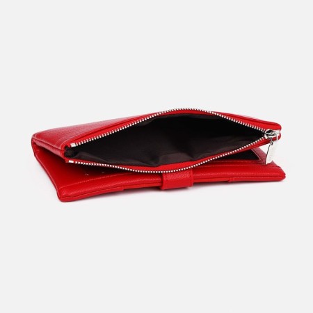 Women's wallet on the button, red color-3