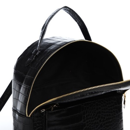 Women's backpack made of artificial leather with lightning, 1 pocket, black color-4