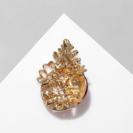 Brooch "Pomegranate" in section, red color in gold-1
