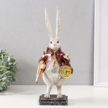 Polystone souvenir with a clock "Hare with an umbrella" 14x12x38.5 cm