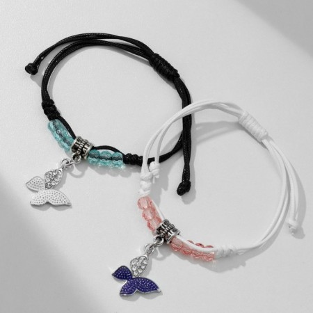 Bracelets "Demetrons" butterflies with beads, color, 8 cm-1