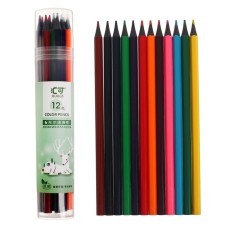 Pencils 12 colors in a tube, hexagonal, plastic