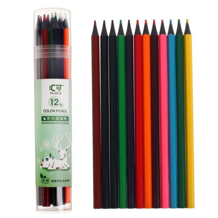 Pencils 12 colors in a tube, hexagonal, plastic