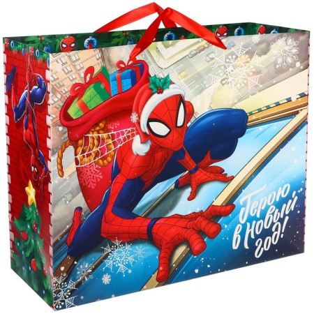 New Year. Gift package, 40x49x19 cm, packaging, spider-man-2