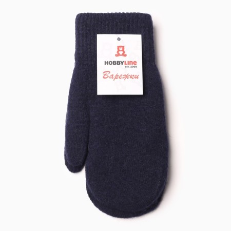 Women's mittens with fur inside VZ632-01, dark blue color, river 7-8-3