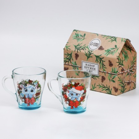 Set of glass mugs "Dragons", 2 pcs-1
