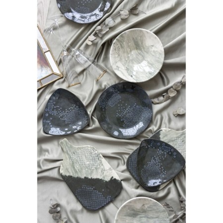 Ceramic plate "Stone", 21.5 cm, dark gray color-9