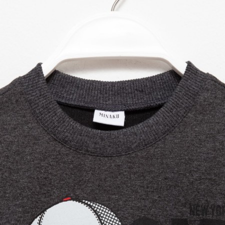 Kit for children (sweatshirt, trousers) minku: casual collection color Anthracite, height 128-6