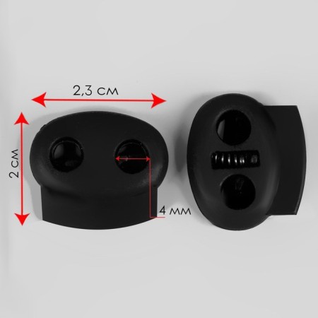 A set of double fixers for the cord, d = 4 mm, 2.3 × 2 cm, 50 pcs, black color-1
