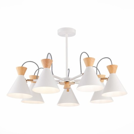 Ceiling EVOLUCE lamp. Sle125102-07. Modica. 7x40 watts, E14, 75x75x45 cm, white, golden color