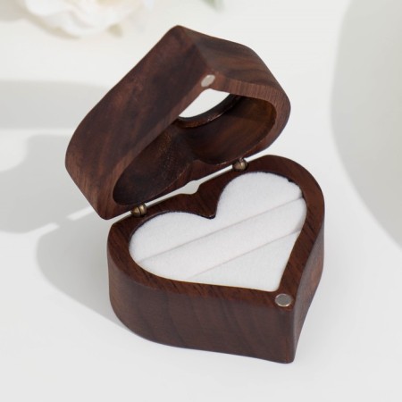 Casket for rings "heart", white pillow, dark tree-3