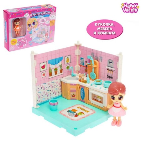 Plastic house for dolls "Visiting Molly" Kitchen, with a doll and accessories
