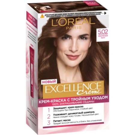 Hair Cream L’Oreal Excellence Creme, tone 5.02 Seductive chestnut