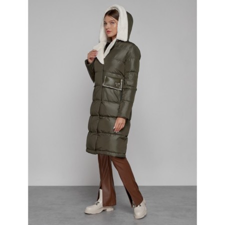 Coat insulated winter female, size 44, khaki color-5