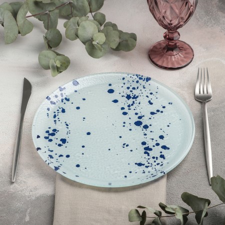 Black dining plate Magistro "Dali", D = 25 cm, blue color-1