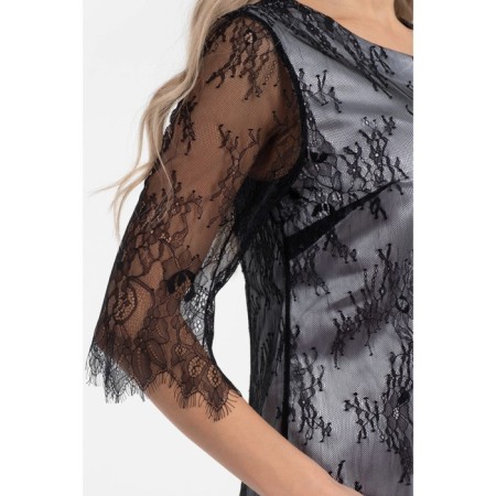 Female dress, size 42, gray color, black-1