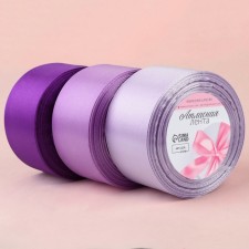 A set of satin ribbons, 3 pcs, size 1 tape: 50 mm × 23 ± 1 m, color violet spectrum