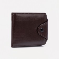 Male purse on the button, brown color