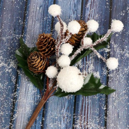 Decor "Winter charm" apples of berries in white cones, 22 cm-2