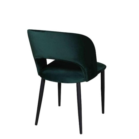 Alba chair, black metal support, velor fabric, Forest color-1