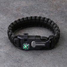 4B1 survival bracelet (paracord, compass, whistle, fire), black
