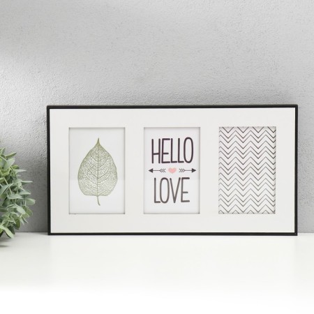 Photo frame wood in 3 photos 10x15 cm "Paspartu" white 3x39.8x21 cm