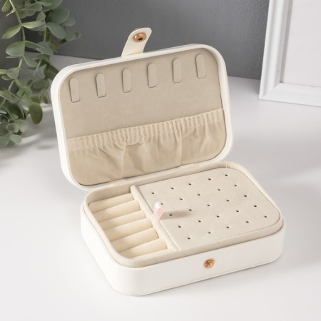 Casket to the leatherette for jewelry "Sweet. Rombs" white 11x16x5 cm-1