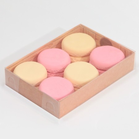 Confectionery packaging, Makarun box with PVC lid, Kraft, 17 x 12 x 3.5 cm-3