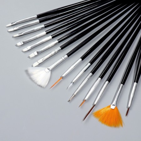 A set of brushes for building and design of nails, 15 pcs, 19 cm, black color-3