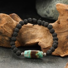 Bracelet from Lava with Busina Dzi 