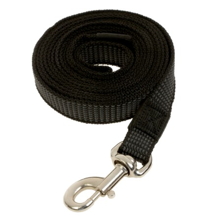 Kaponnoye zonik leash with double latex thread and reinforced carbine, 3m x 25mm, black