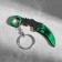 Wooden keychain "Cerambit" 8x3 cm emerald