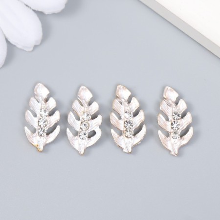 Decor for creativity Metal "Leaf with droplets" rhinestones, gold set 4 pcs 2x1 cm-2