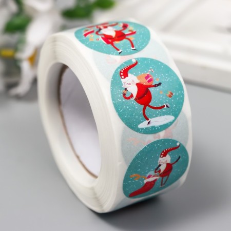 Stick Paper "Grandfather Frost" d = 2.5 cm 500 pcs in a roll 3x6.5x6.5 cm-1